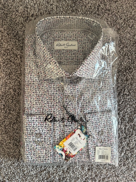Robert Graham Other - Robert Graham White Multicolor Tiny Chevron Dress Shirt